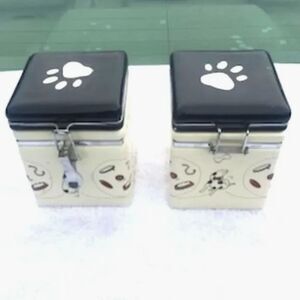 Dog or Cat Biscuits or Treats Ceramic Canister Jars with Lids . (2) Pc Bundle